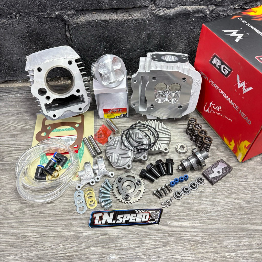 เสื้อฝา 4วาล์ว RG พร้อมลูกสูบ LHK ใส่เวฟ125RSXคาบู/125i บังลม ขนาดลูก 56/57/59/60/61/62/66/67