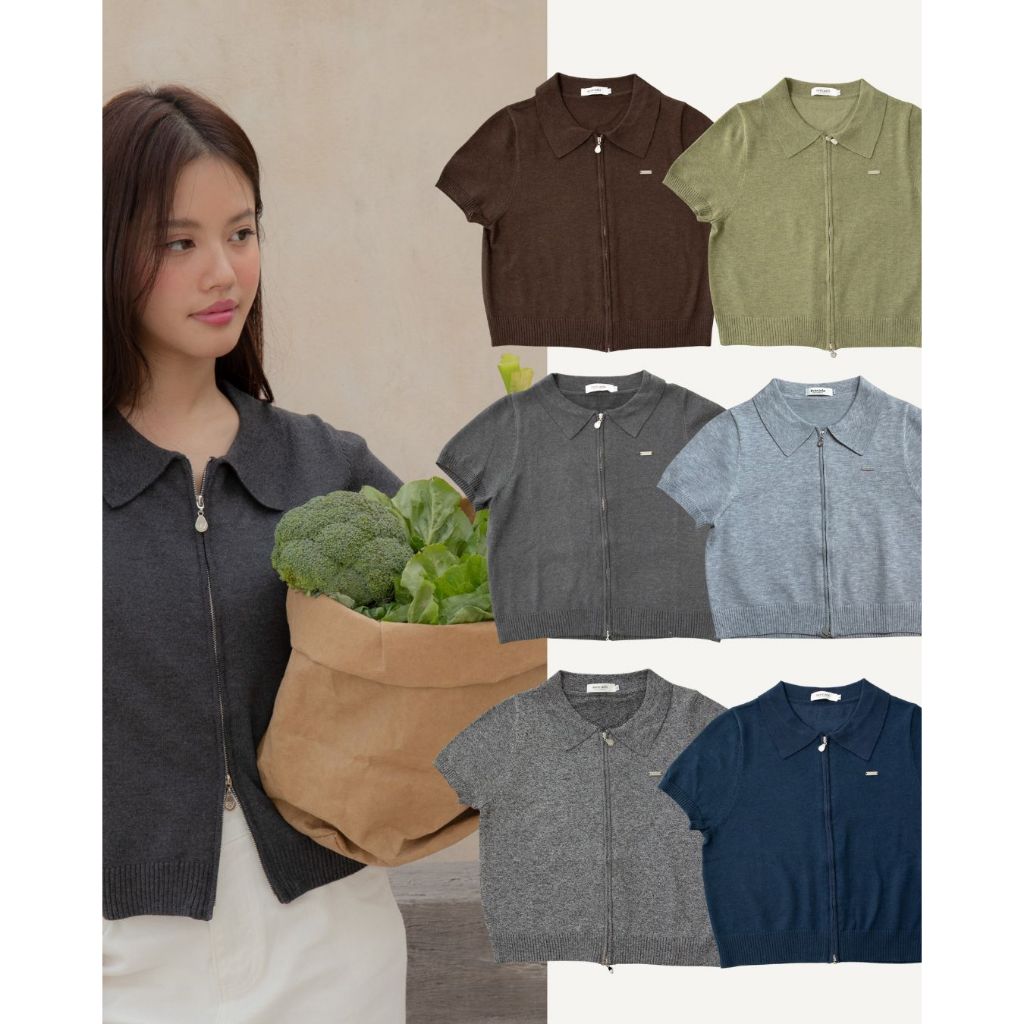 avo เสื้อไหมพรมโปโล 2 ซิป mako knit polo