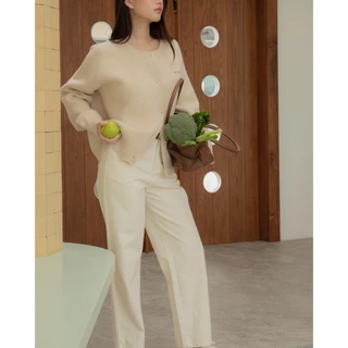 avo เสื้อคาร์ดิแกน oversize round knit cardigan round