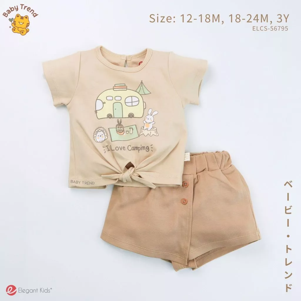 Elegant Kids ชุดเด็กผู้หญิง 12เดือน-3ขวบ ชุดเสื้อแขนสั้นพร้อมกางเกงขาสั้น ลายแคมปิ้ง Collection | Babytrend