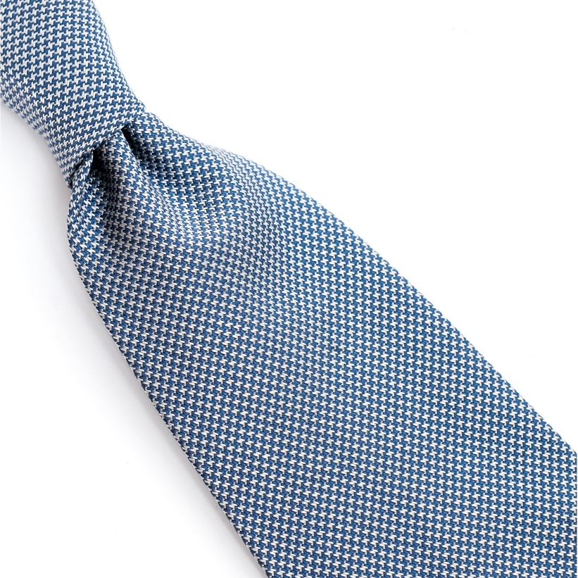 3.5 - BROOKS BROTHERS Blue Houndstooth Weave Silk Tie