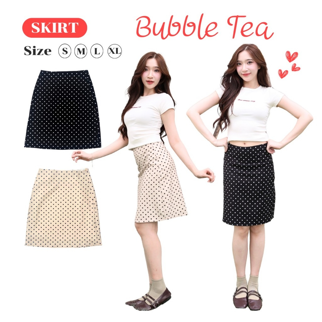 JARINYA (S-XL) กระโปรงลายจุด Polkadot ทรงสวยเข้ารูป (K98)
