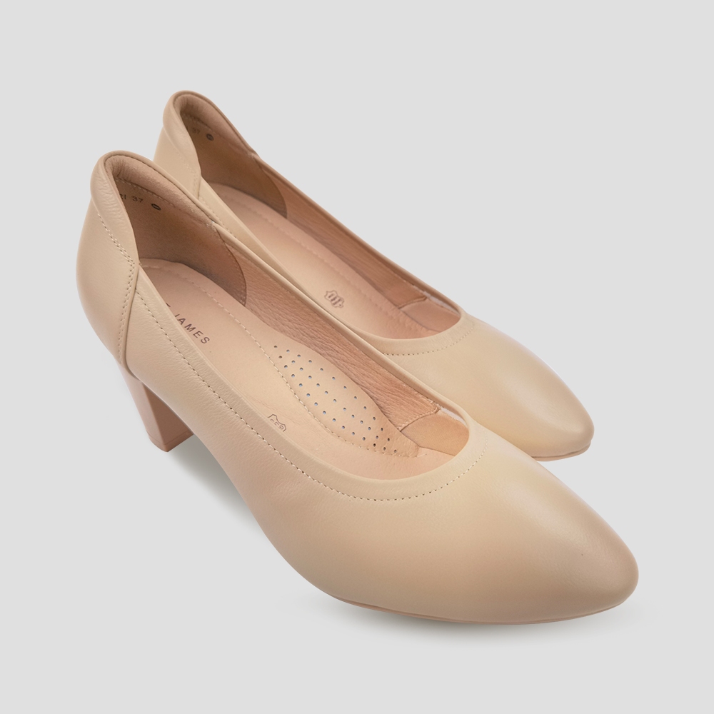 ST.JAMES รองเท้าหนังแท้/รองเท้าคัทชู ส้น 6 CM. รุ่น BARI สี L.OVALTINE | รองเท้า ผู้หญิง