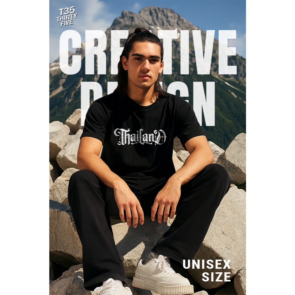 เสื้อยืดลาย  "Thailand" สกรีนลาย 2 ด้าน T- Shirt Cotton100% มี 2 สี OVERSIZE