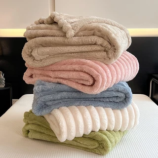 อ่อนนุ่มสีทึบผ้าห่มขนกระต่าย นุ่มระบายอากาศอบอุ่นผ้าห่มขนยาว สีทึบอเนกประสงค์สไตล์ผ้าห่ม