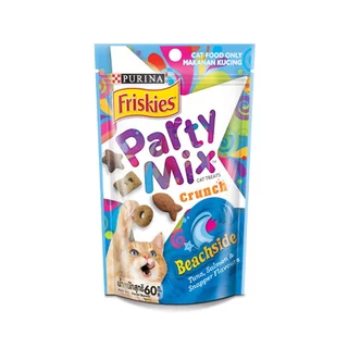 Friskies Party Mix ขนมแมว ปาร์ตี้ มิกซ์ ขนาดถุงละ 60 กรัม (1กล่อง x8ถุง)