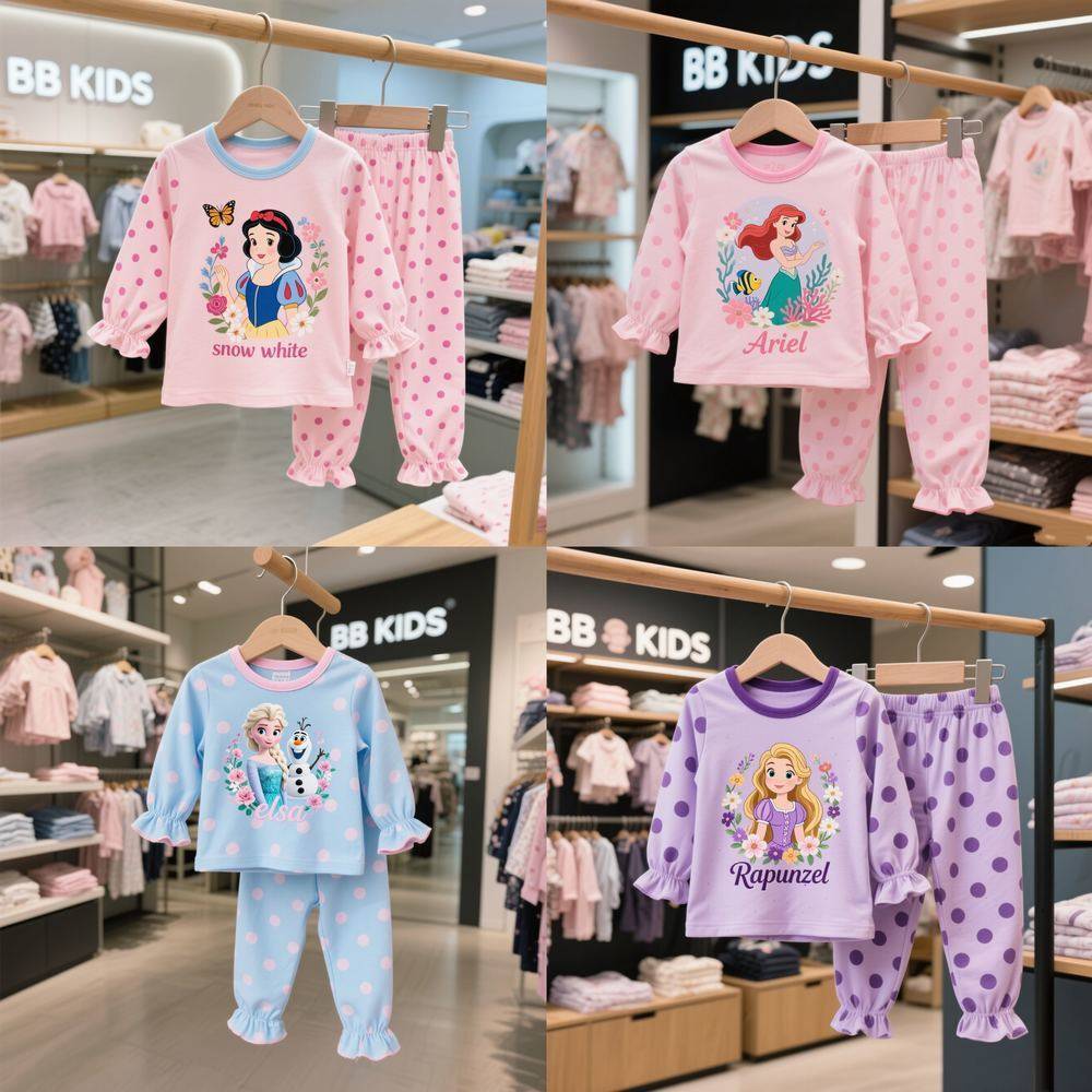 พร้อมส่งจากไทย BB kids💕 ชุดนอนเด็กลายน่ารัก ราคาถูกที่สุด ⭐️