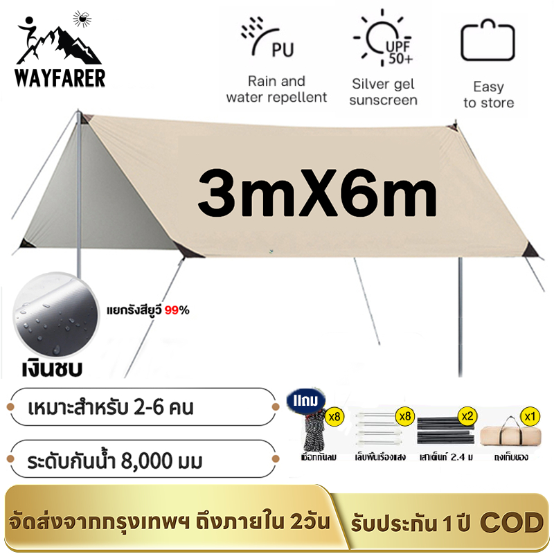 ป้ายยา! รีวิว WAYFARER ฟลายชีท 3x3/3x4m: เคล็ดลับแคมป์ปิ้งสุดปัง กันแดด กันฝน ครบจบ!