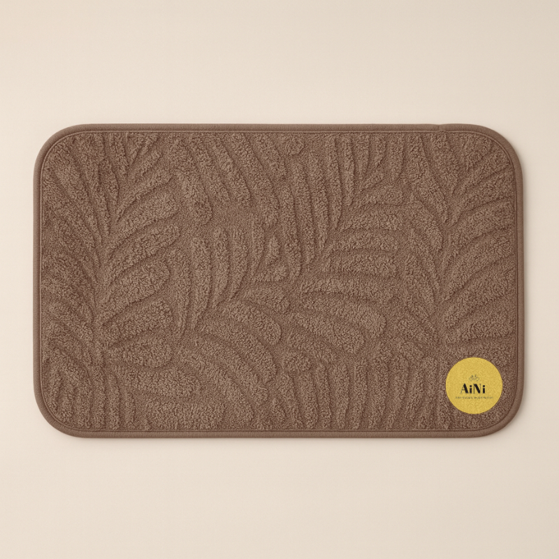 พรมเช็ดเท้า พรมขนนุ่ม ลายใบไม้ ขนนุ่มมาก ราคาถูกที่สุด ขนาด 40x60 CM ซับน้ำดี มีแผ่นกันลื่น