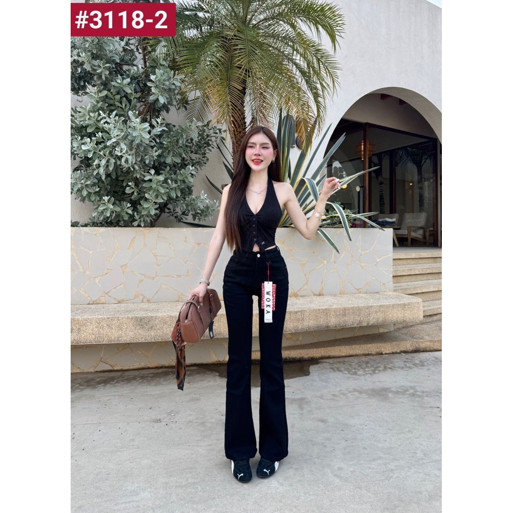 รุ่นใหม่ กางเกงยีนส์ขาม้า ป้ายแดงWoka ผ้ายืด - รูปที่ 7