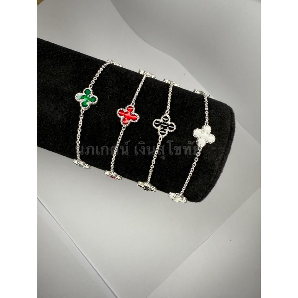 สร้อยข้อมือเงินแท้ 99.99% สร้อยข้อมือใบโคลเวอร์ - รูปที่ 2