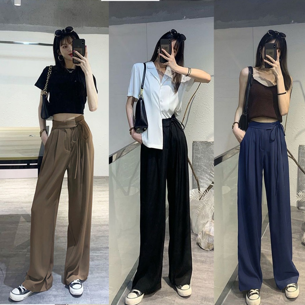 การออกแบบสายรัด กางเกงสูท นางสาว กางเกงขายาว เอวสูงใส่สบาย สง่างามและเข้ากับทุกสไตล์ ผ้าที่นุ่มนวล