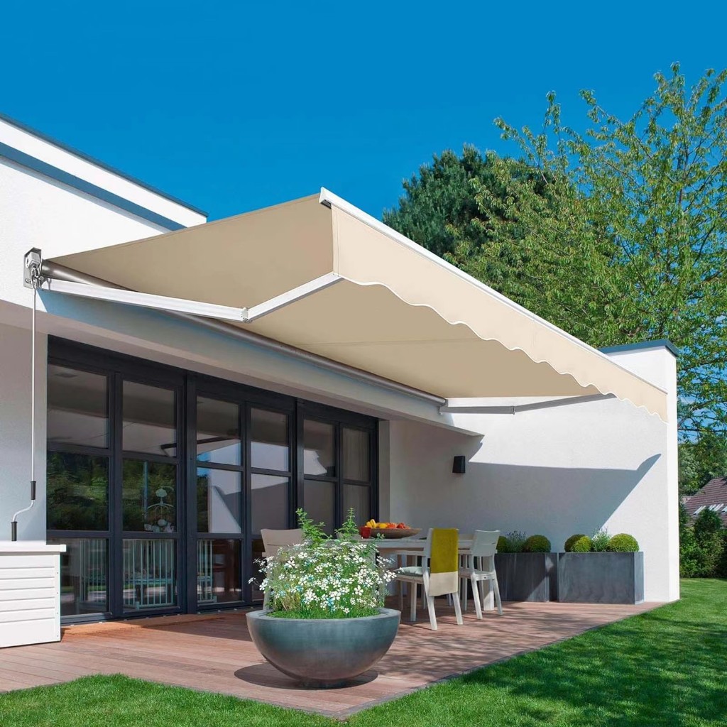 New กันสาดพับเก็บได้ นสาดปรับได้ มือหมุน กัน สาด พับ เก็บ กันน้ำสูง ขาตั้งอลูมิเนียมอัลลอยด์ ตัวหนาและเพิ่มหนา แข็งแรงแล