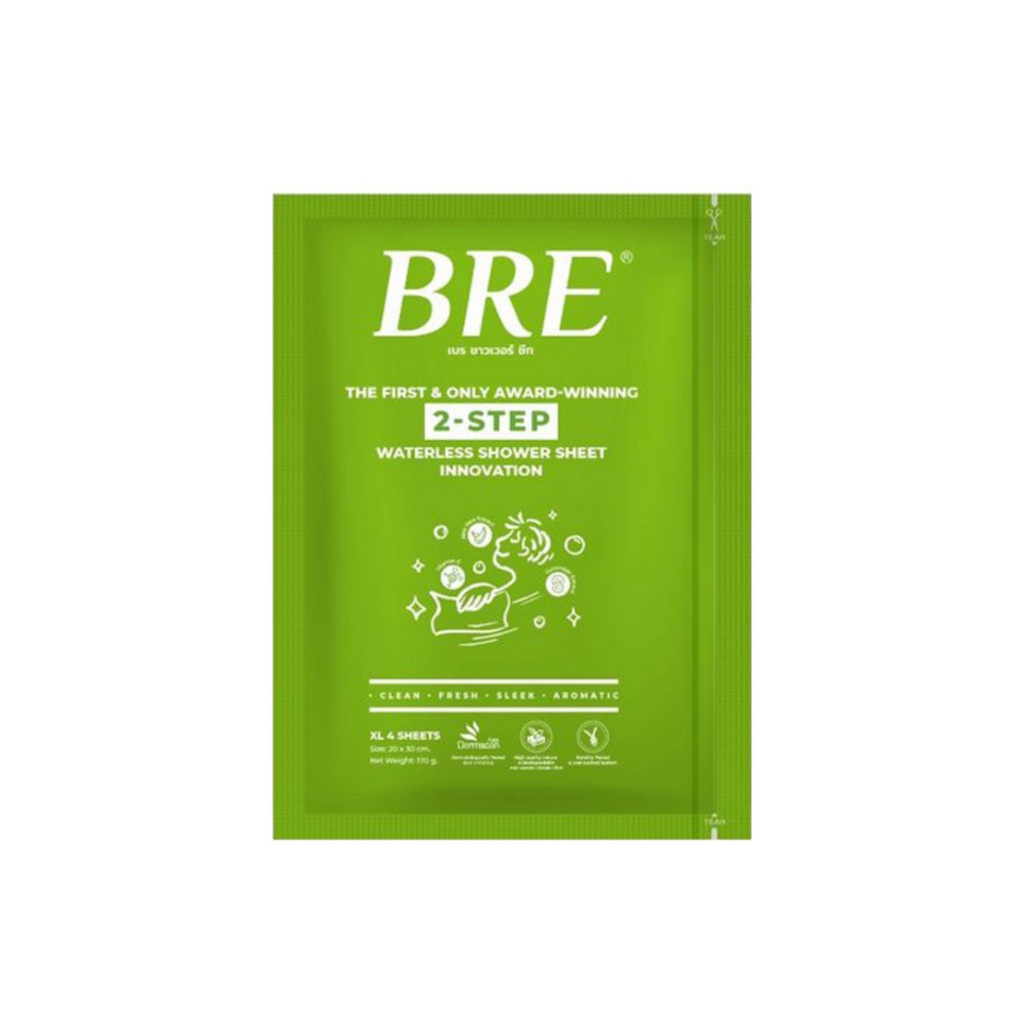 BRE Waterless Shower Sheet เบร ชาวเวอร์ ชีท [12 Sheet][6 คู่]  ผ้าอาบน้ำ ผ้าอาบน้ำไม่ใช้น้ำ กลิ่นหอมอโลเวร่า - รูปที่ 4