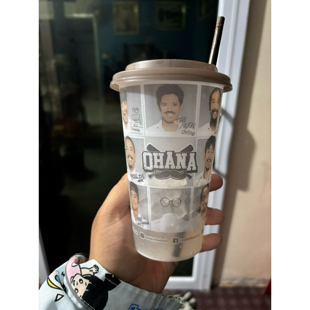 แก้วน้ำ OHANA 2 ลาย แก้ว+ฝา + หลอด(แก้วที่ส่งจะไม่ผ่านการใช้งาน)