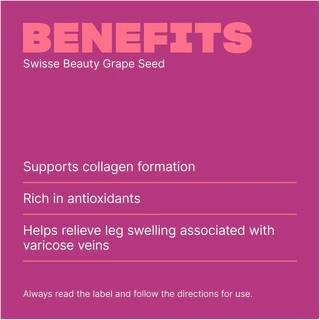 Swisse Grape Seed 14,250 mg 180 Tablets ผิวแลดูกระจ่างใส ชะลอวัย เสริมสร้างคอลลาเจน