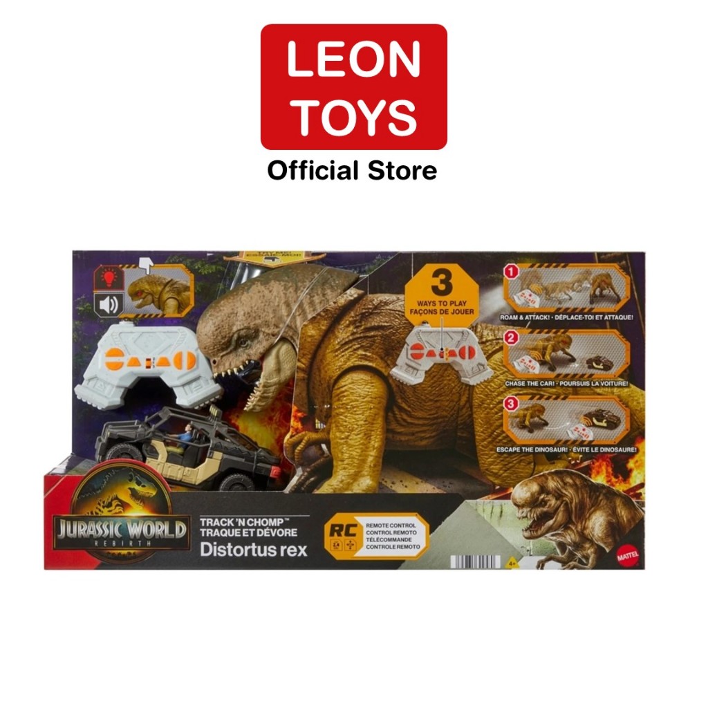 Jurassic World Rebirth Track N Chomp Distortus Rex & Vehicle, Remote Control