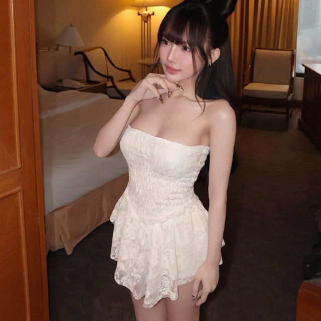 ‼️ ส่งไวมีส่งด่วน‼️ [SUACLOTHE] Sugar Lace ชุดเดรสสม็อคลูกไม้ พร้อมส่งจากไทย