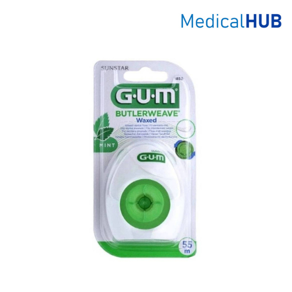 GUM Dental Floss Mint 1855 กัม ไหมขัดฟัน เคลือบรสมินท์ ความยาว 60 หลา 1 ชิ้น 09890