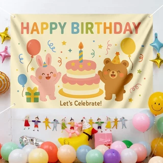 [ส่งด่วน] ป้ายผ้า ป้ายแบนเนอร์ วันเกิด Happy Birthday มีหลายลาย