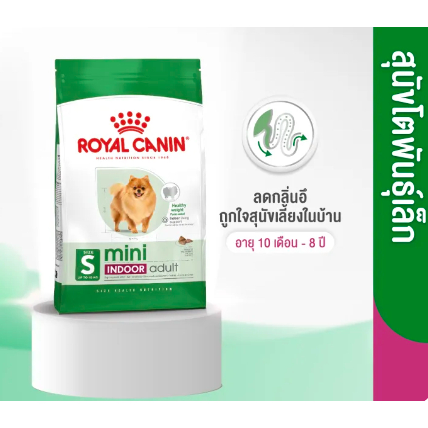 Royal Canin Mini Indoor Adult โรยัล คานิน อาหารเม็ดสุนัขโต พันธุ์เล็ก เลี้ยงในบ้าน อายุ 10 เดือน – 8 ปี (กดเลือกขนาดได้, ราคา ถูกที่สุด ดีลบีเคเค