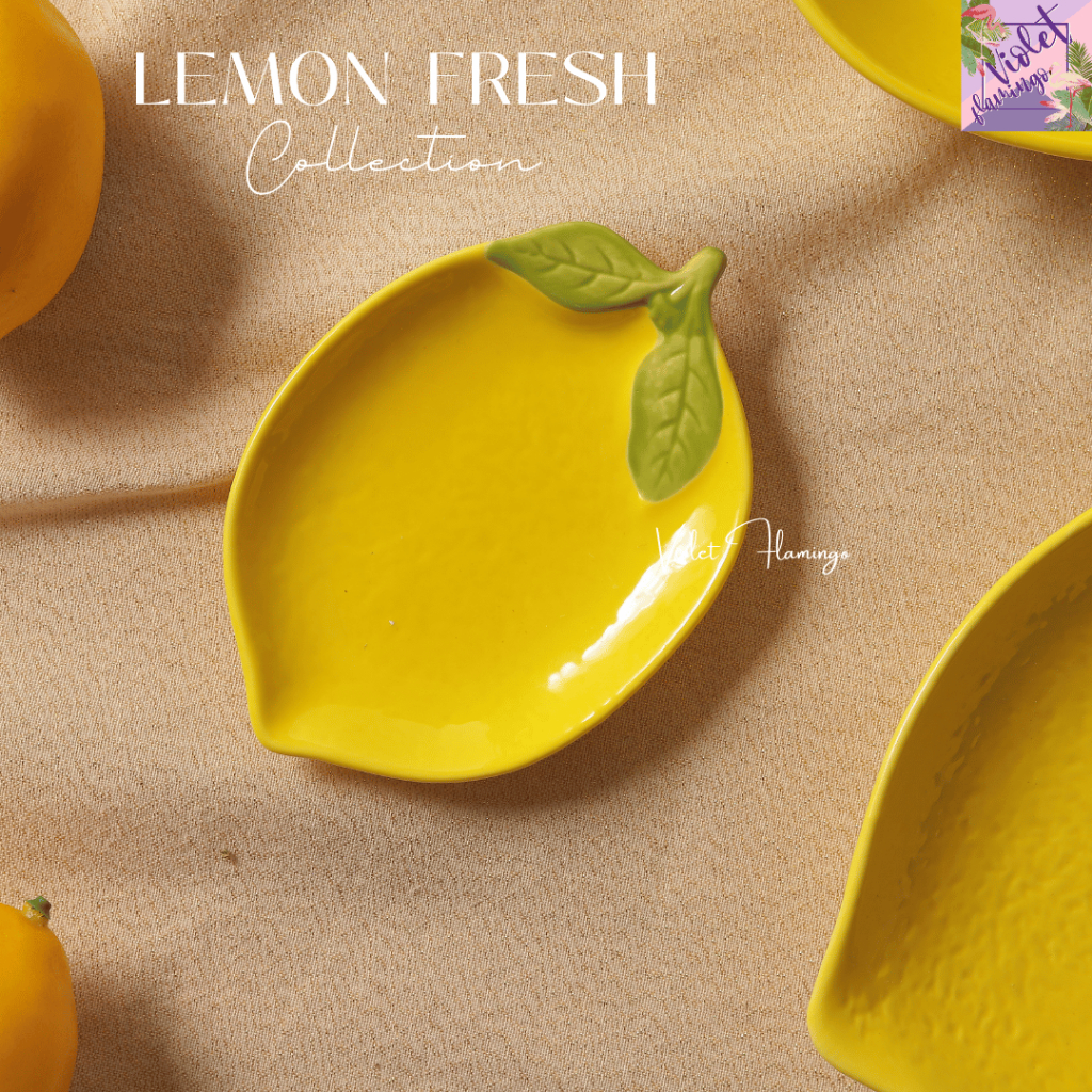 Violet Flamingo จานชามเซรามิค เลมอน ดีไซน์น่ารัก 🍋 Lemon Fresh Collection ชุดจานชาม ของขวัญ ของใช้ในบ้าน คาเฟ่ รูปที่ 3