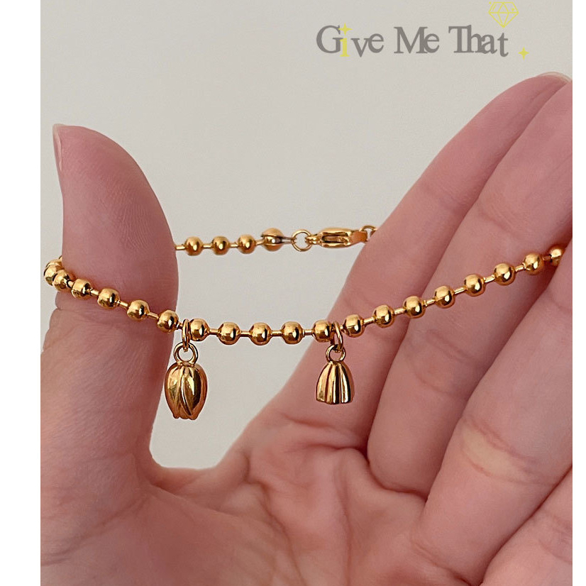 สร้อยข้อมือสแตนเลสแท้ สไตล์มินิมอล จี้ดอกไม้แห่งความโชคดี รุ่น Rose' bracelet Givemethat