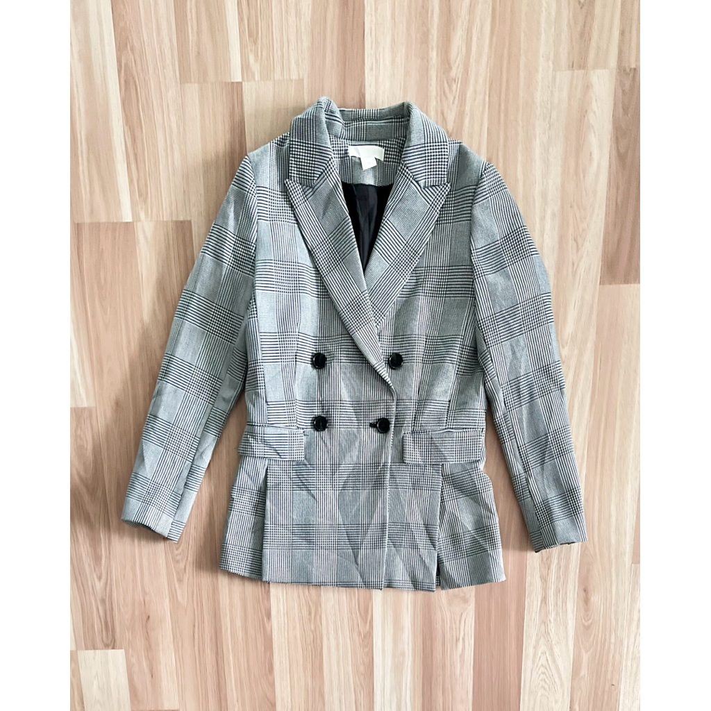 h&m blazer woman ตารางเทา