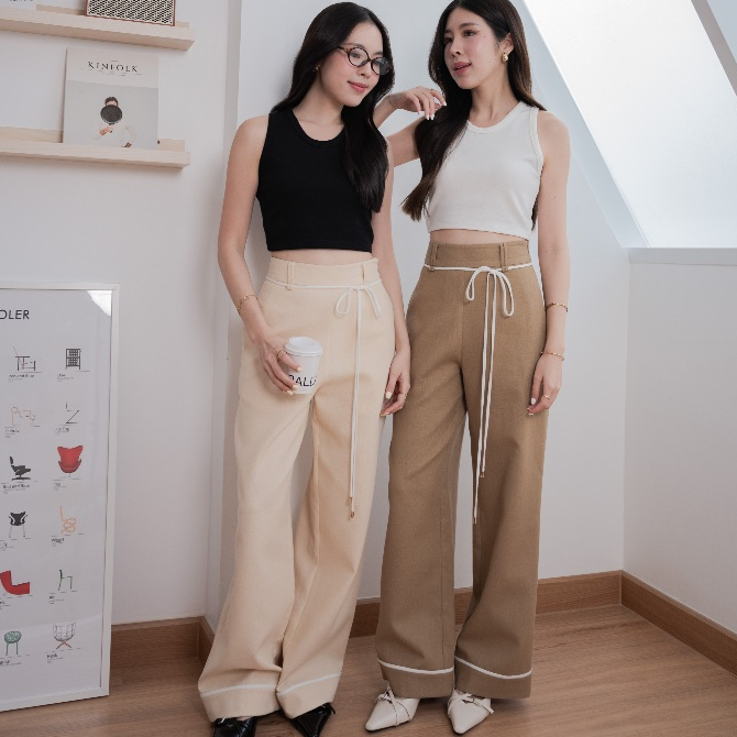 TheBlancPale : Fineday Pants กางเกงขายาว ทรงสวยมาก ใส่แล้วสูงขายาวสุดสุด ผ้ารีดกาวอยู่ทรง