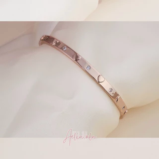 Luv Bangle - กำไลข้อมือ ประดับหัวใจนูน มี 3 สี (#BG9-02) แพ้ง่ายใส่ได้ค่ะ