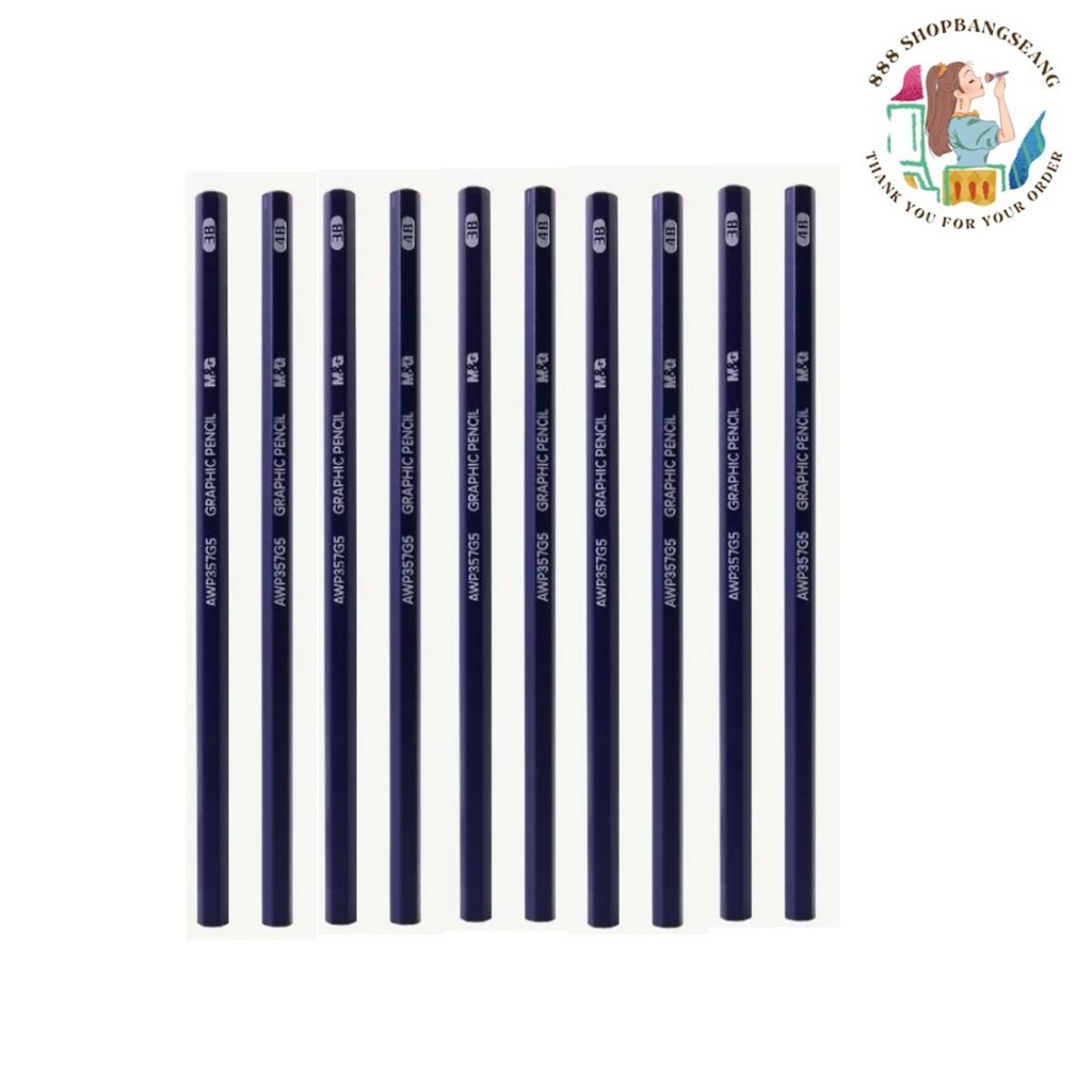 ดินสอไม้ M&G Graphic Pencil AWP357B8  2H / HB / 2B / 4B / 6B / 8B / 10B / 12B / 14B / S / M / H
