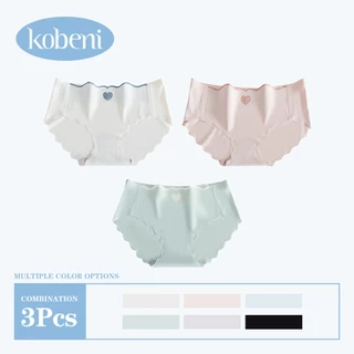 ⭐KOBENI⭐【แพ็ค 3ตัว】กางเกงในไร้ขอบ ผ้าเรยอน ทรงสามเหลี่ยม เอวต่ำ น่ารักรูปหัวใจ ยืดหยุ่นมาก ขนาด M-XL