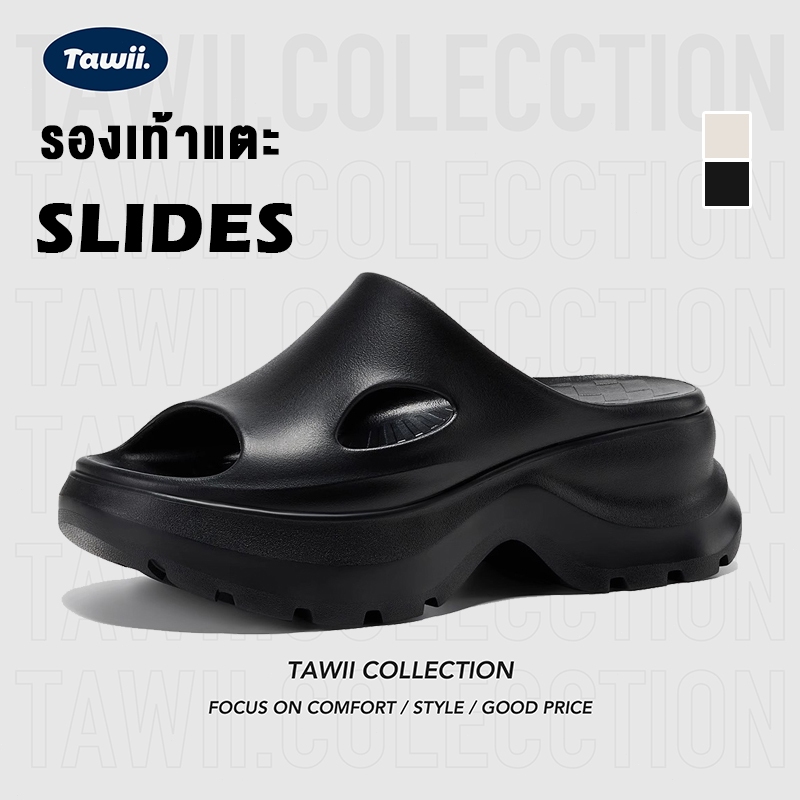 Tawii. รองเท้าแตะผู้หญิง รองเท้าหัวโต 6.5cm พื้นหนา รองเท้าแบบสวม กันลื่น นิ่ม แฟชั่น ทนต่อการสึกหรอ
