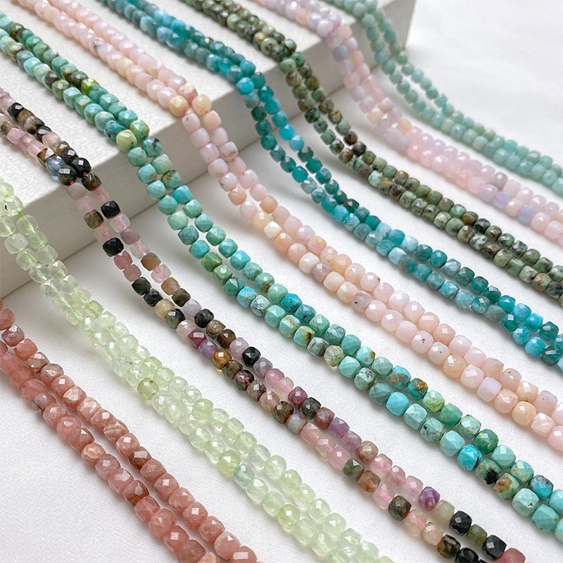 10pcs Natural stone frosted cut square beads, loose beads, spacer beads, diy handcrafted beaded brac