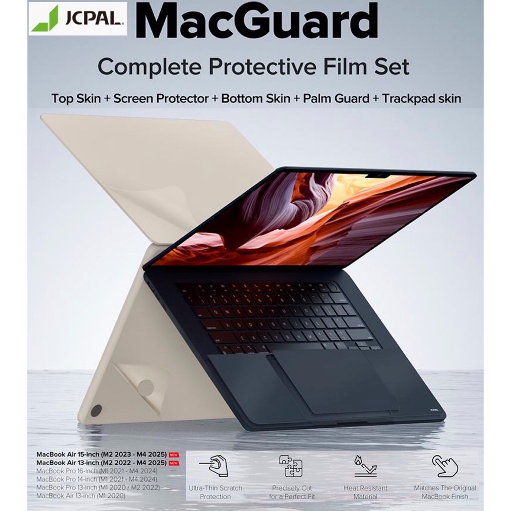 JCPAL McGuard ฟิล์มกันรอยสำหรับ McBook Pro M1 M2 M3 M4 16" 2021-2024 McGuard 5 in 1