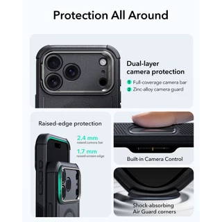 ESR เคสสำหรับ iPhone 17 / Air / 17 Pro / 17 Pro Max รุ่น Cyber Tough Case with Stash Stand (Camera Control Button)