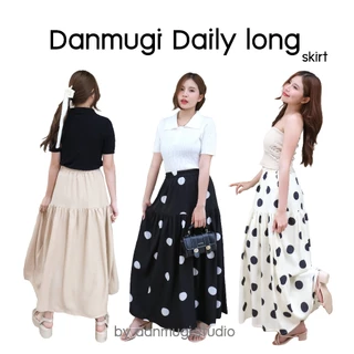 💖พร้อมส่ง1-2 วันถึง 💖 daily long skirt กระโปรงยาว ลายจุด ชุดทำงาน ไปคาเฟ่ ไปทะเล โกงความสูง