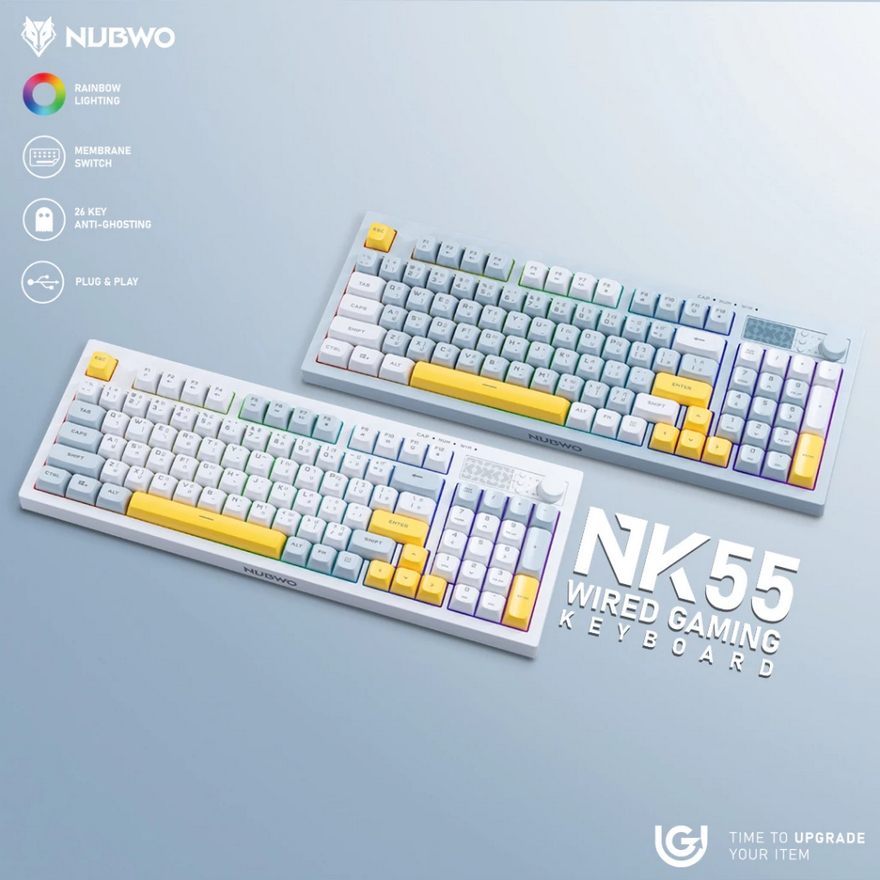 Nubwo คีย์บอร์ด Membrane Switch รุ่น NK55 เสียงเบา ปุ่มนุ่ม เชื่อมต่อแบบสาย มีปุ่มเพิ่ม-ลดเสียง