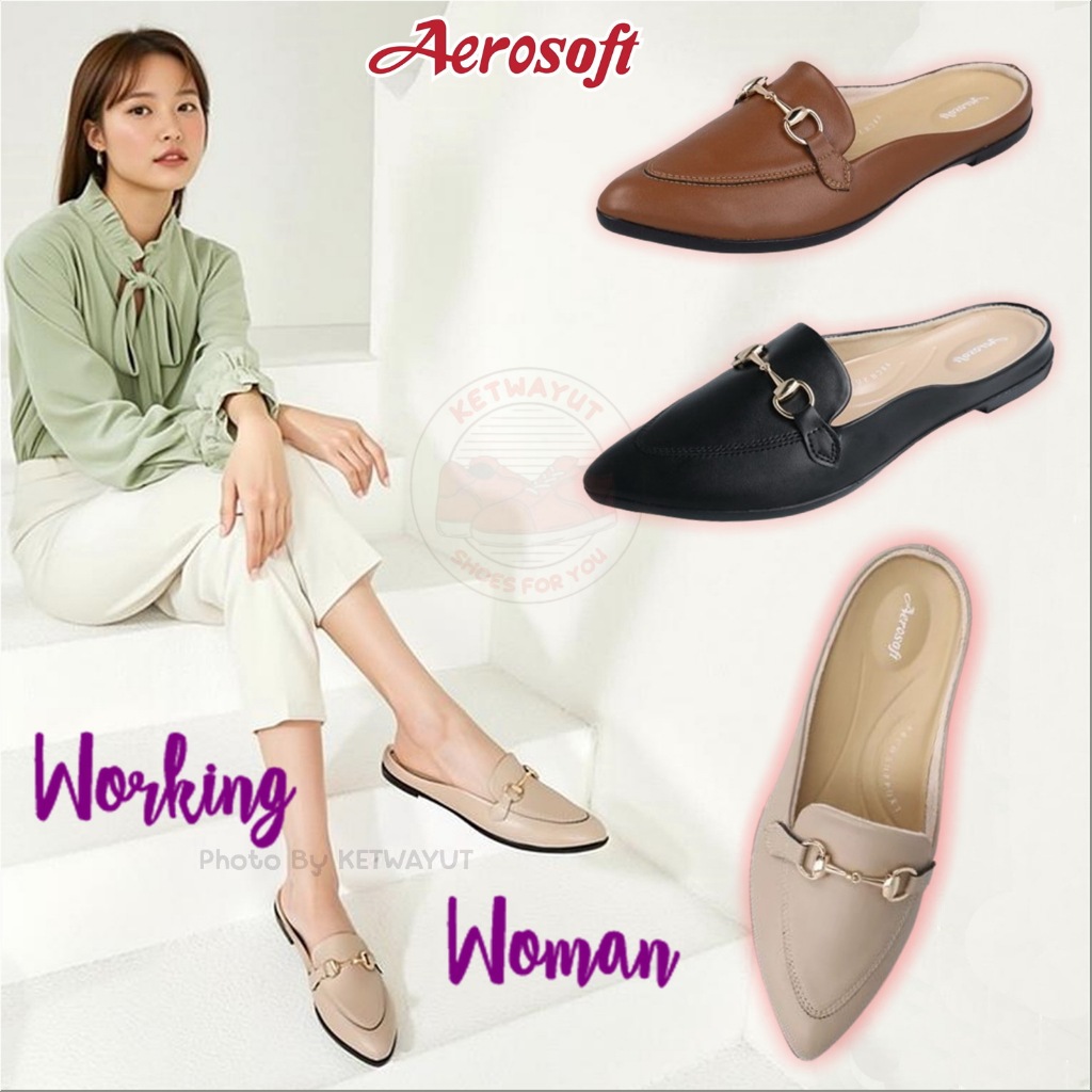 Aerosoft รองเท้าคัชชูผู้หญิง รองเท้าเพื่อสุขภาพ ใส่ทำงานพยาบาล แอโร่ซอฟ รุ่น CW3