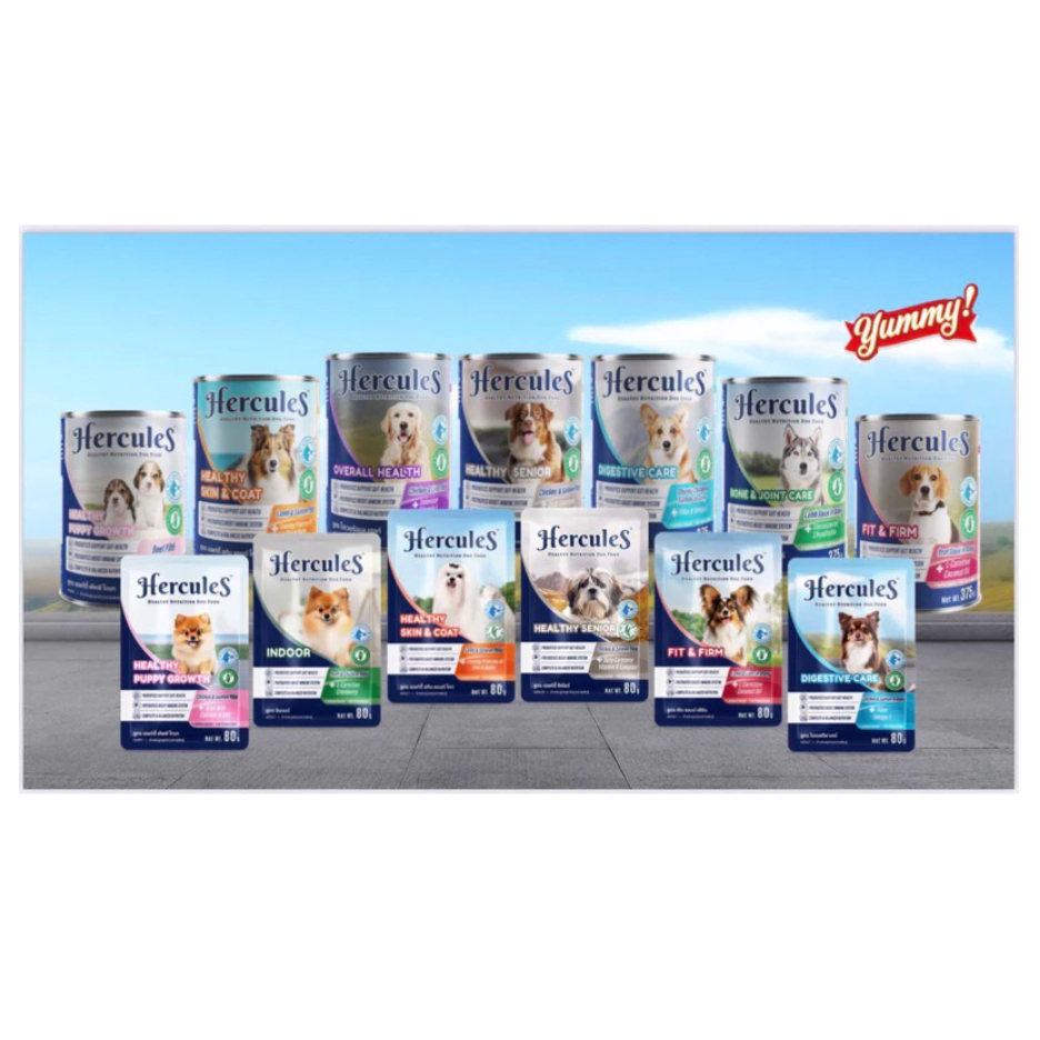 Hercules Healthy Dog Pouch in Cans 🐶❤️ เฮอร์คิวลิส สูตรบำรุงสุขภาพอาหารเปียกสำหรับสุนัขบรรจุ กระป๋อง 375g