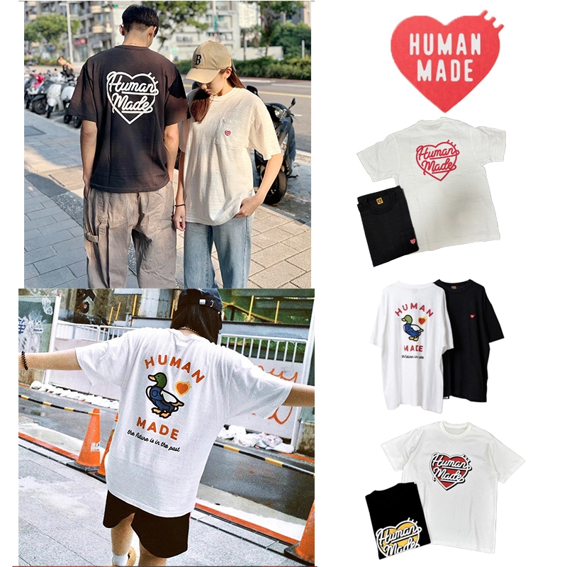พร้อมส่ง🚚เสื้อยืด Human Made แท้ Heart Badge T-Shirt แขนสั้นขั้นพื้นฐาน เสื้อยืดสไตล์เดียวกันสำหรับคู่รั