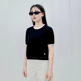 VILA | Marshmallow VL112 แขนสั้นทูโทน