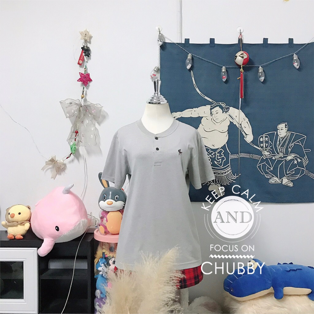 เสื้อยืดแขนสั้นสีเทาปักม้าแกลลอป Gallop อก 39 ยาว 26