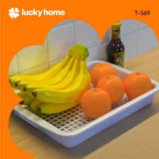 LUCKY HOME ถาดอเนกประสงค์ ที่คว่ำแก้ว (ถาดเหลี่ยม+ตะแกรง) T-569 ขนาด(กว้าง x ยาว x สูง): 37 x 27.3 x 5.2 cm