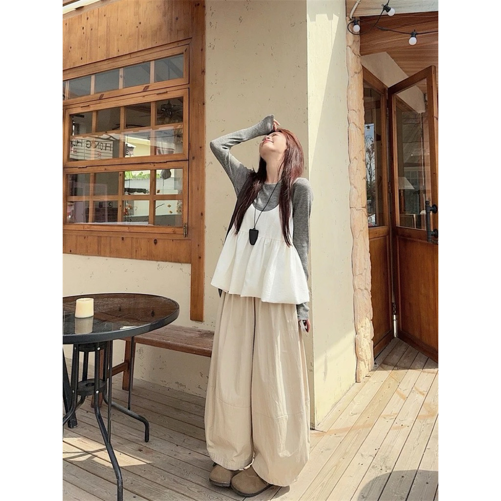 กางเกงบางลง ผ้าหนานุ่ม อยู่ทรง ยับยาก ไม่พริ้ว ชาย หญิงใส่ได้ 1629#