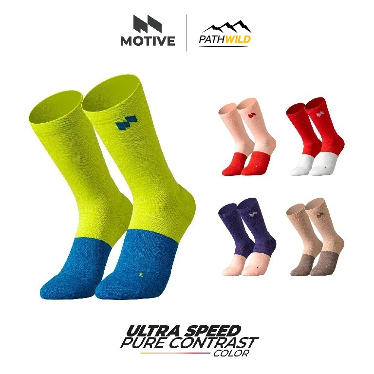 MOTIVE SOCK ULTRA SPEED PURE CONTRAST COLOR CREW ถุงเท้าวิ่ง ข้อสูง ระบายอากาศดี