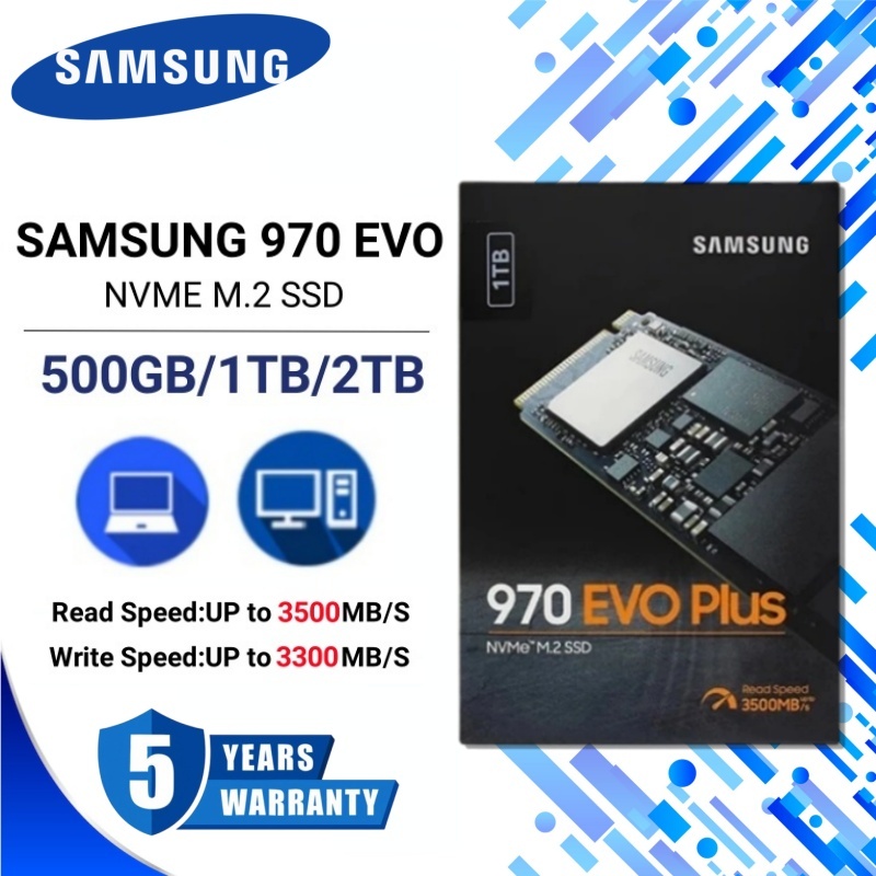 Samsung 970 EVO Plus NVMe M.2 SSD 500GB 1TB 2TB Solid State Drive ภายในสําหรับแล็ปท็อป / พีซี