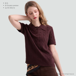 รุ่น POLO เสื้อไหมพรม คอปกแขนสั้น ถักลายเคเบิ้ล ทรงสวย ใส่สบาย