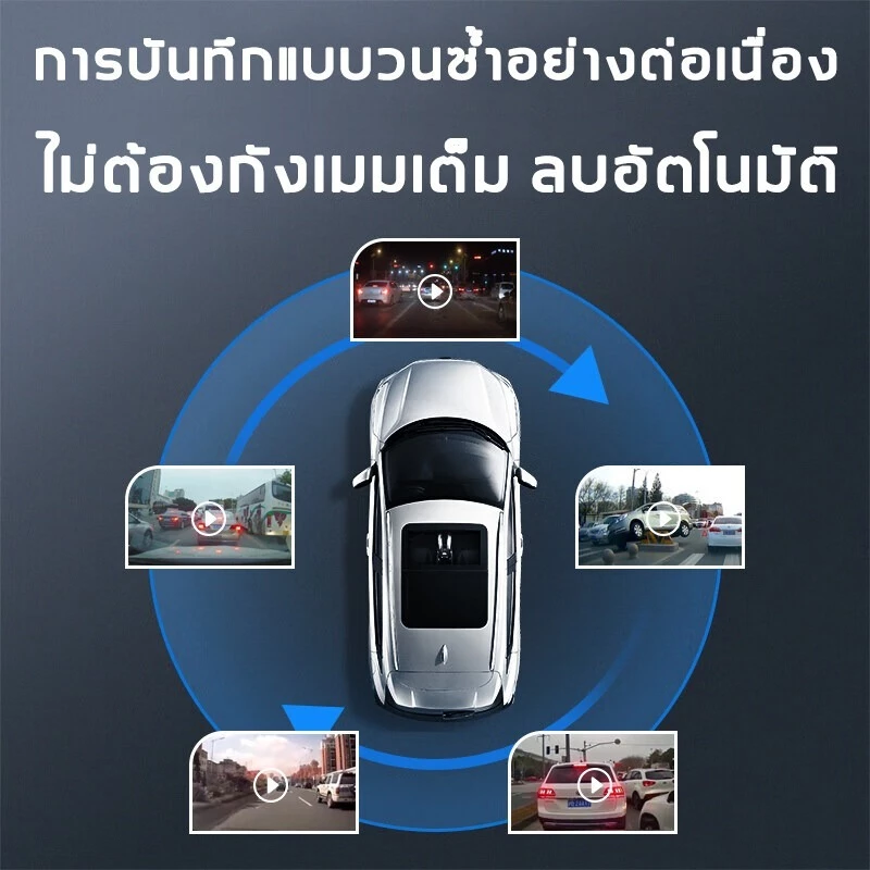 กล้องติดรถยนต์ 1080P HD  บันทึกวนซ้ำสไตล์กระจกมองหลัง กล้องติดรถยนต์กระจกกันแสงสะท้อน ล็อคการชนกัน จอแสดงผล ใช้ได้กับรถท thumbnail 8