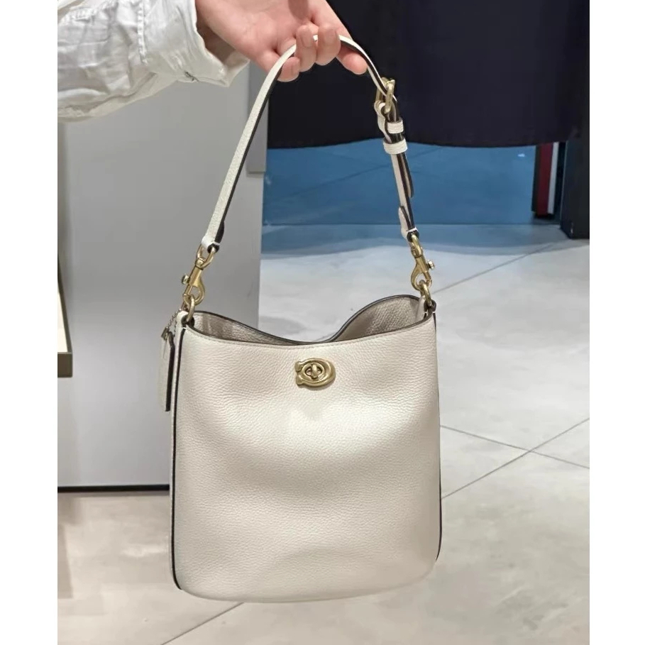 Coa * H กระเป๋าหญิงสไตล์ใหม่ Willow One-Shoulder Cross-Body Bucket Bag Lychee Grain Cowhide CW625